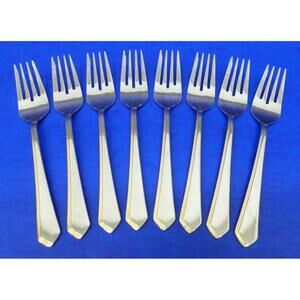 8 - Wallace GOLDEN FASCINATION Glossy 18/8 Stainless KOREA Flatware SALAD FORKS
